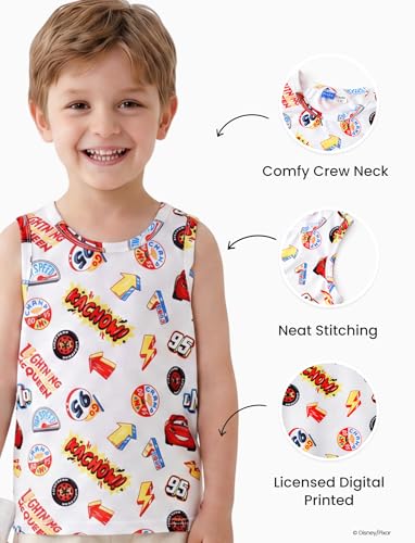 Image of Disney Marvel Spiderman Cars Stitch Star Wars Mickey Boy /Girl T-Shirt&Tank Top Set 2Pcs Short&Sleeveless Shirt Kid Cloth 2-9Y