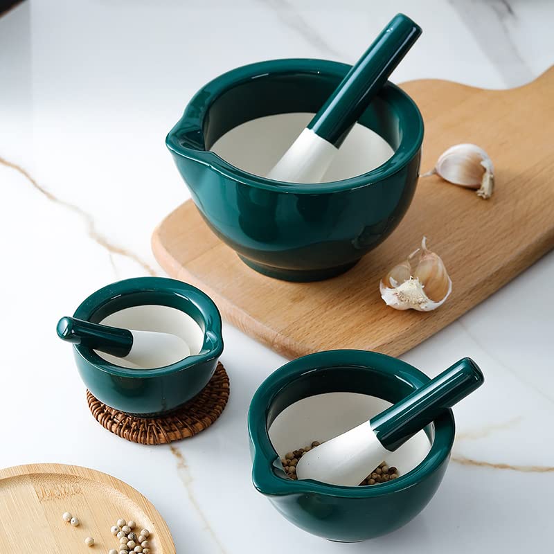 Miniatura 3 de 123Arts Mini mortero y mortero de cerámica, trituradora de píldoras, amoladora de especias, herramienta de cocina