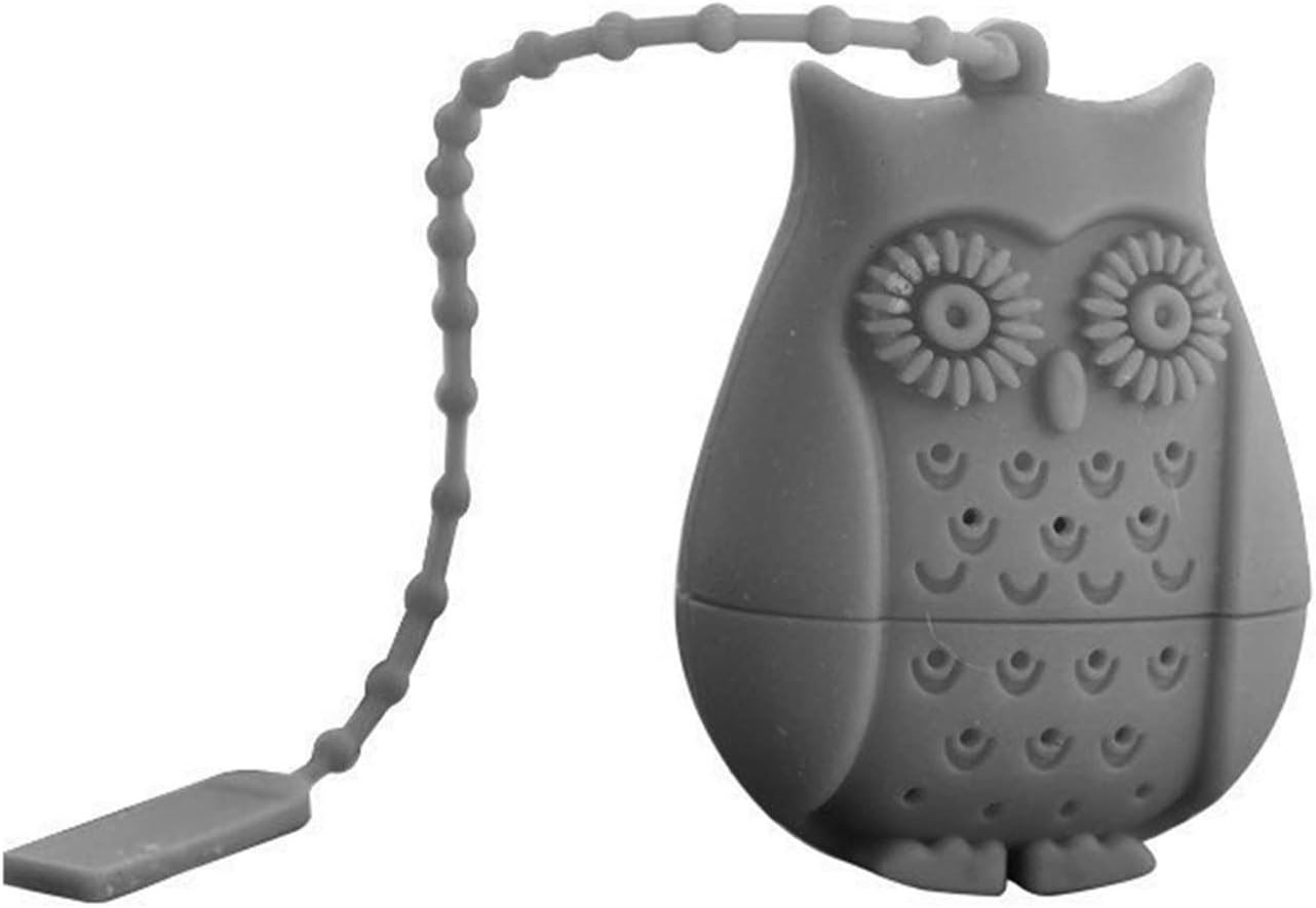 Creative Tea Infuser Silicone Tea Strainer Animal Owl Tea Filter For Loose Tea Leaf Gift, Gray