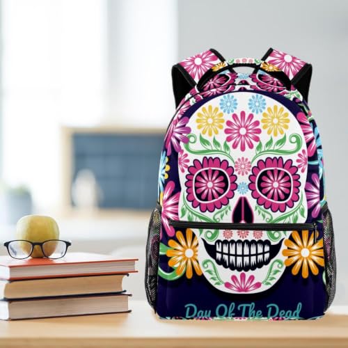 Mochila casual multicolor con estampado de calaveras y tejido impermeable 5