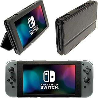 iGadgitz U6581 - Leather Case Cover & Screen Protector - Compatible with Nintendo Switch - Black