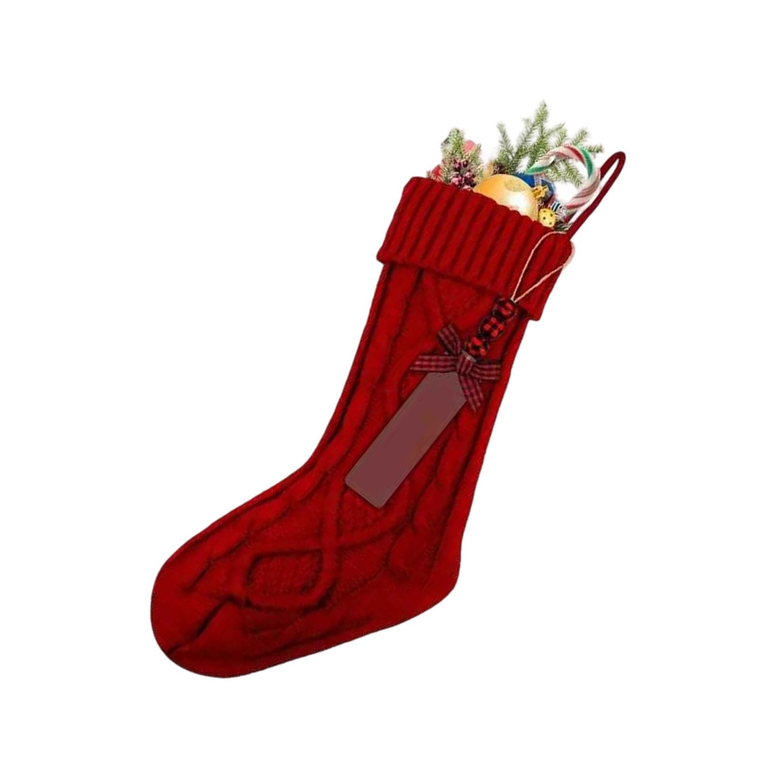 Nucelit Christmas Knitted Stocking Decorative Holiday Sock for Candy, Gifts & Festive Home Party Accents Ornament for Christmas Tree Decorations Candy Storage Bag with Hanging Loop