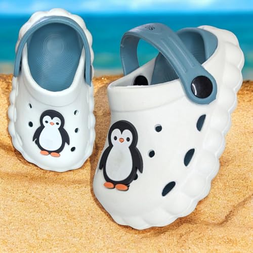 Image of GLJ Little AngelToddler Clogs Slippers, 12 Months to 3 Years, Baby Boy, Waterproof, Lightweight, Cute Cartoon Penguin Design