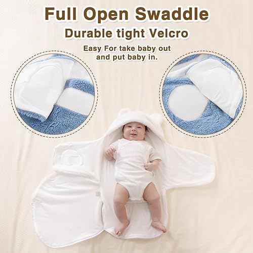 Image of AiWMGL Baby Winter Fleece Swaddle Blanket Boys Girls Warm Soft Plush Sacks Adjustable 3-6 Months Newborn Swaddling Wrap