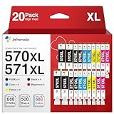 Contenu du Paquet : Lot de 20 cartouches d'imprimante, comprenant 4 x PGI-570 PGBK, 4 x CLI-571XL Noir, 4 x CLI-571XL Cyan, 4 x CLI-571XL Magenta, 4 x CLI-571XL Jaune