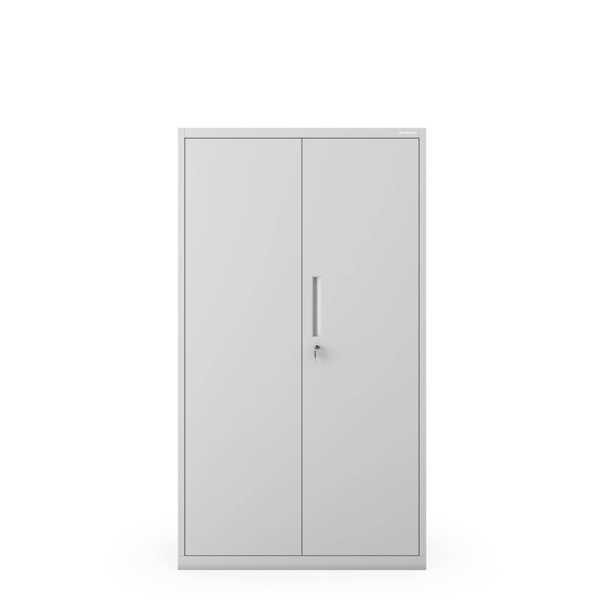 Jan Nowak Aktenschrank Metall abschließbar Büroschrank mit Sockel, verstellbaren Einlegeböden und Stahlkorpus für Büro, Archiv und Werkstatt 160x90x40 cm Grau