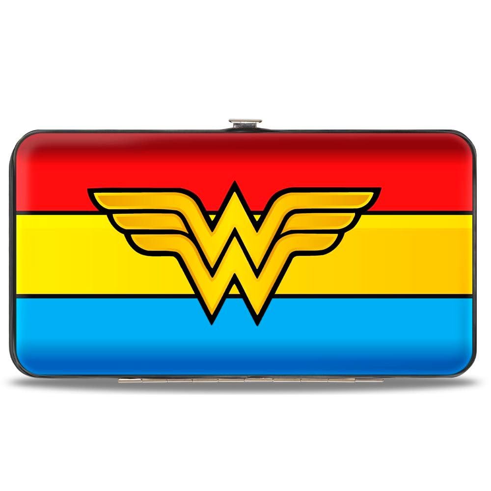 Hinge Wallet - Wonder Woman Logo/Stripe Red/Yellows/Blue, Multicolor, Multicolor