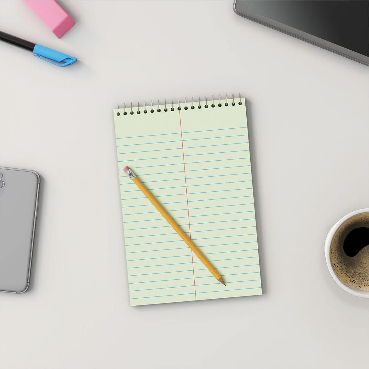 Steno Pads Notebooks, Top Bound Spiral Steno Book - Gregg Ruled, Green Tint, 80 Sheets Per Notepad - 6 x 9 Inch - Great for Note-Taking and Making to-do Lists - 6 Pack : Office Products