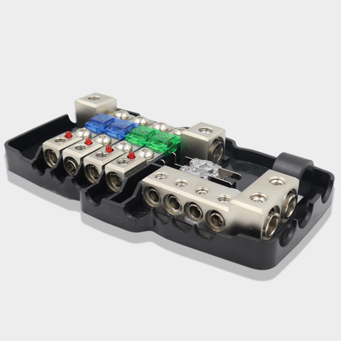 Verschmolzener Verteilerblock 2 in 4 out Sicherungshalter mit Roter Anzeige und Transparentem Kunststoffgehäuse für Boot und Camping Solarpanel