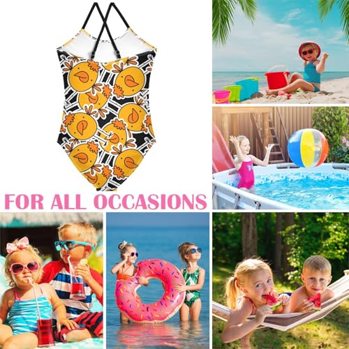 Image of Girls one Piece Swimsuit Summer UPF 50+ Quick Dry Beach Bathing Suit with Straps Swimwear 3-10 Years