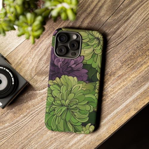 Coque iPhone 15 Pro Max motif chrysanthème antichoc mat durable