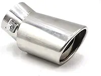 Ponteira Para Escapamento Honda Esportivo Universal Carro (Cromada), Oval Angulada em Aço Inox, 5 cm de Diâmetro de Encaixe, 8 cm de Saída, Comprimento 100 cm (Cromado)