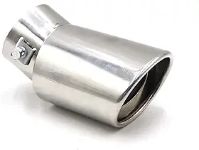 Ponteira Para Escapamento Honda Esportivo Universal Carro (Cromada), Oval Angulada em Aço Inox, 5 cm de Diâmetro de Encaixe, 8 cm de Saída, Comprimento 100 cm (Cromado)
