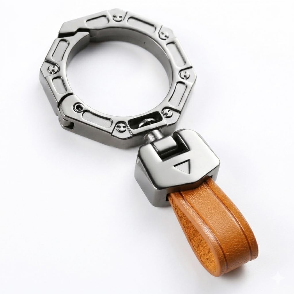 SZDIANPU Car Keychain for Skoda Kamiq 2019-2027 (5-Türer SUV), Leather Keyring Heavy Duty Zinc Alloy Anti Fade Scratch Resistant Auto Key Ring Holder Men Women,Brown