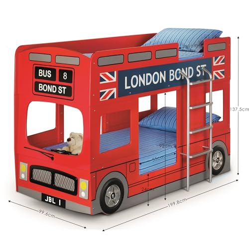 Julian Bowen London Bunk Bed, Red, Single Julian Bowen London Bunk Bed, Red, Single