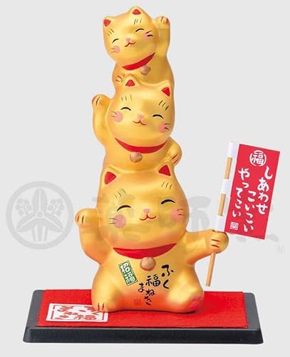 薬師窯(yakushigama) 彩耀ふく福金まねき(まねき猫・小) 【1374】 運気アップ 風水 置物 インテリア 猫 ねこ ネコ サイズ:高さ10.5(cm)