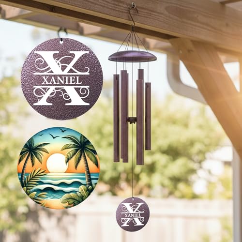 Image of Personalized Birthday Deep Tone Wind Chimes, Memorial Sympathy Retirement Anniversare Gifts Wind Chimes for Dad Mom Friends, Outdise Garden Decoration
