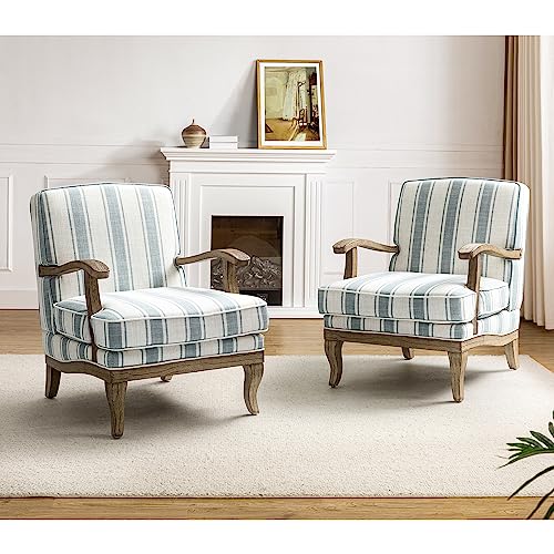 HULALA-HOME-Mid-Century-Modern-Chair-Set-of-2-Upholstered-Accent-Chair-with-Graceful-Curves-and-Wooden-Legs-Comfy-Lounge-Armchair-Striped-Accent-Chairs-for-Living-Room-Bedroom-Blue HULALA HOME Mid Century Modern Chair Set of 2 Upholstered Accent Chair with Graceful Curves and Wooden Legs Comfy Lounge Armchair Striped Accent Chairs for Living Room Bedroom Blue