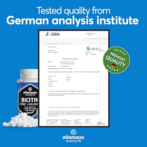 Biotin Hair Growth 10.000 mcg - with Selenium and Zinc - 365 Days Supply for Hair, Skin and Nails - 365 Vegan Tablets - German Quality - Vitamaze® - Image 6