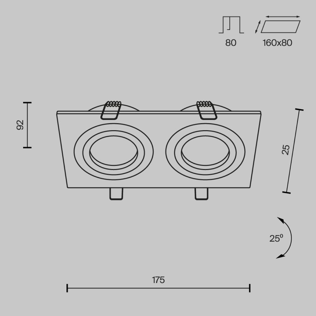 MAYTONI ATOM spot led encastrable carré – Downlight 2 x GU10 (10 W) – plafonnier LED plat en aluminium noir, orientable – luminaire plafonnier design pour cuisine, salon, chambre et couloir