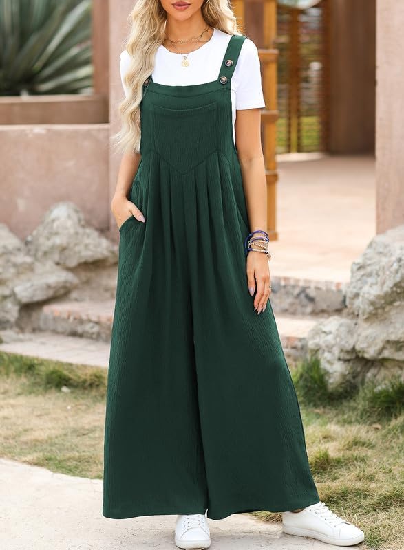 Dokotoo Women's Casual Loose Overalls Jumpsuits One Piece Sleeveless Wide Leg Long Pant Rompers With Pockets - Image 4