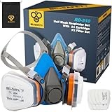 BEESAFETY Half Face Respirator Mask with 2 A1 Gas Filters & 8 P2 Dust Replacement Filters, RD-510 Reusable Respirator for Cleaning,Painting, Resin, Solvent Fumes,Sanding,Home and Industrial Dust