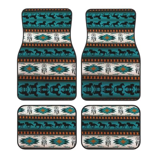 Tapis de voiture motif cheval haut de gamme ajustement universel quatre pièces