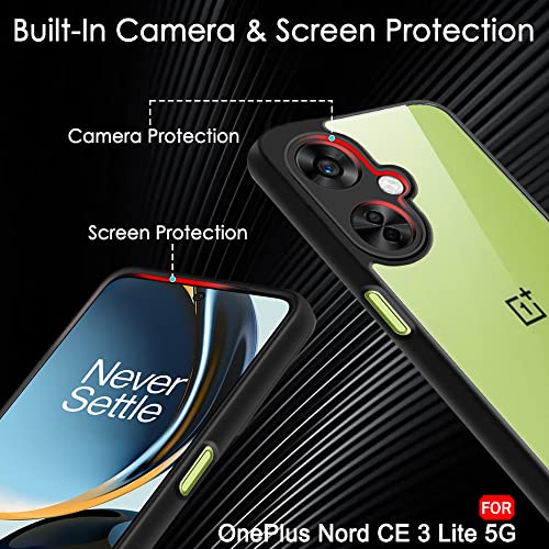 Image of TheGiftKart Ultra-Hybrid Crystal Clear Back Cover Case for OnePlus Nord CE 3 Lite 5G | Shockproof Design | Total Camera Protection | Transparent Back (PC & TPU | Black Bumper)