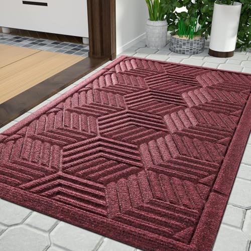 Tapis de sol extérieur et intérieur rouge 120 x 80 cm lavable Yimobra