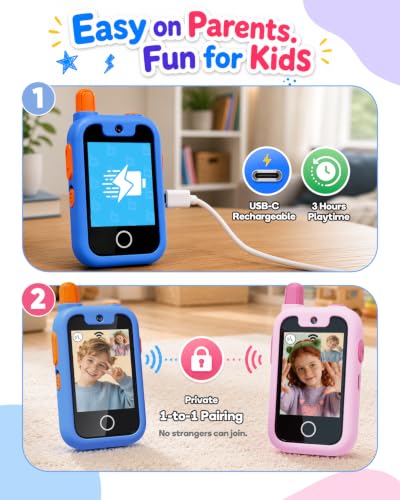 Image of 2.8 inch Video Walkie Talkies for Kids, 2 Pack Kids Walkie Talkie with Camera | Radio Real-Time Video Call Two-Way Voice Chat, Interactive Voice Effects, Outdoor Toys for Boys Girls Age 3-12, Birthday Gift