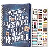 Funny Password Notebook - Spiral Bound with Lock Icons & Funny Security Phrases, Easy Password Organizer for Home Office, Compact Login Tracker for Work, Travel & Daily Use (#B)