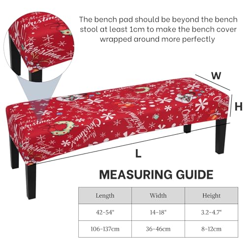 Image of SearchI Christmas Dining Bench Cover, Stretch Washable Long Bench Seat Covers, Rectangle Dining Table Bench Slipover for Dining Room, Living Room, Kitchen(Snowman)