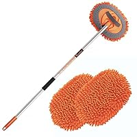 Set Spazzole Lavaggio Auto JOVANT: 3 In 1 Con Manico Telescopico 100 Cm, Testa Girevole 180°, Microfibra - 4