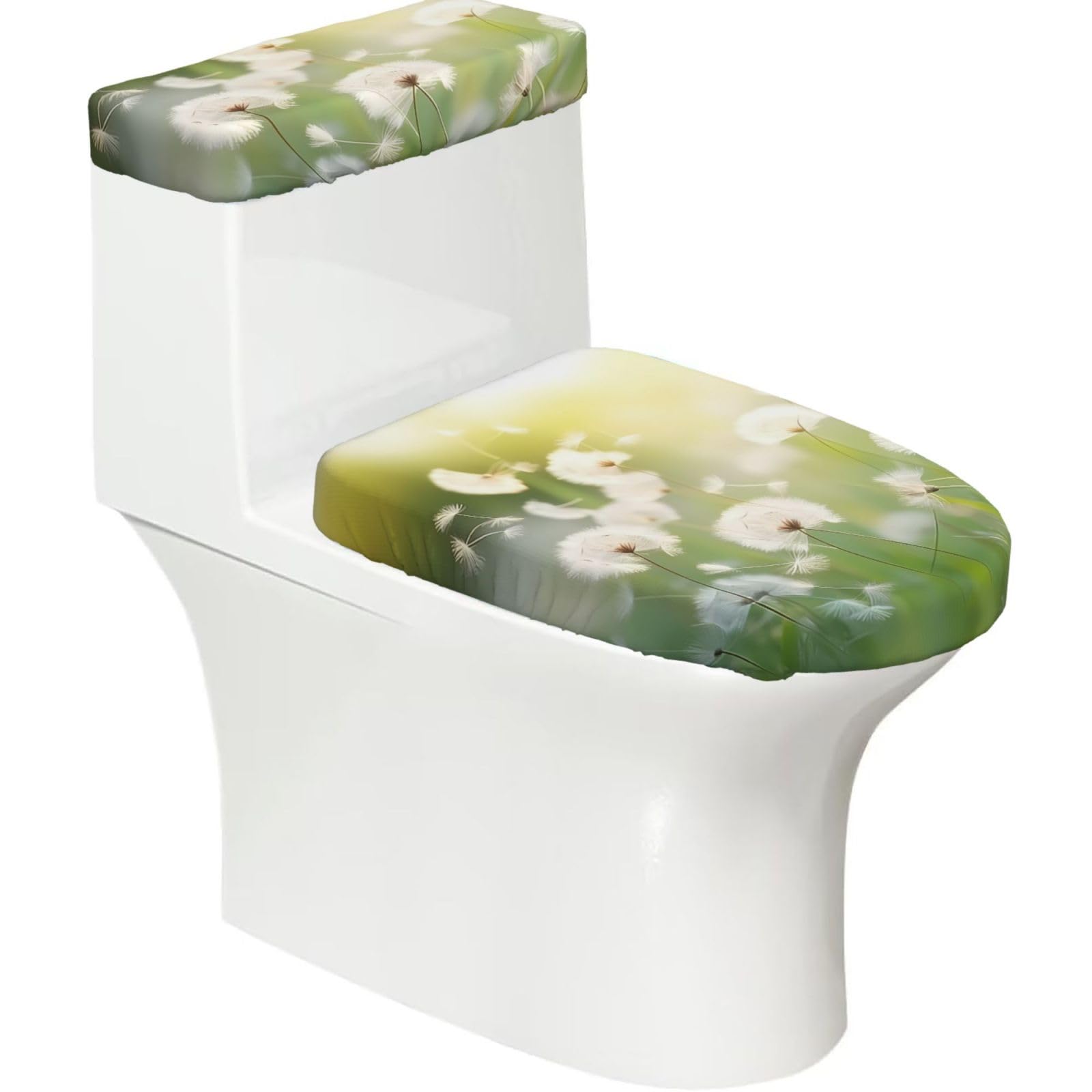 Mrowyc Black Dandelions Printed Toilet Seat Set - Set Of 2 - Universal Toilet Seat Cover - Housewarming Birthday Christmas Gift