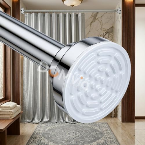 Image of Adjustable Curtain Rod Without Drilling | Extendable Curtain Rod | Stainless Steel | Anti-Skid | 80-140 CM | For Bathroom, Window & Wardrobe - Silver