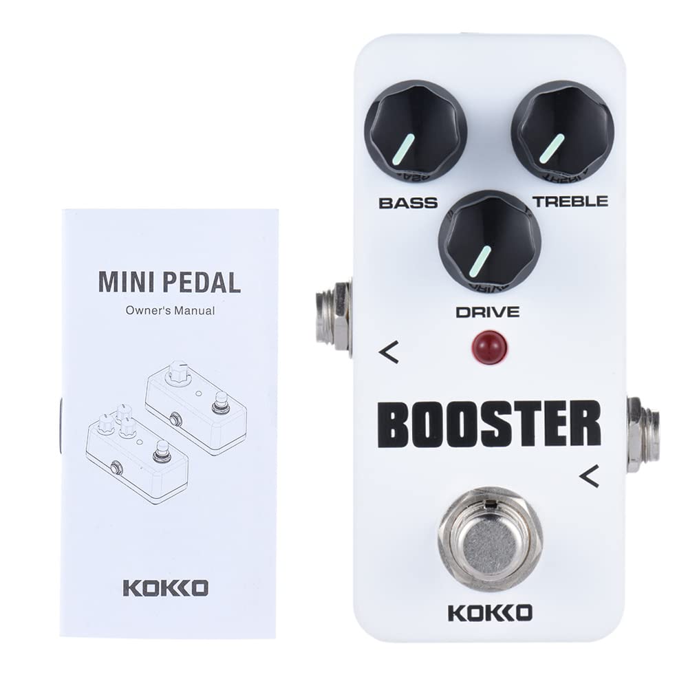 Fafeicy FBS2 Mini-Booster-Pedal mit 2-Band-EQ, True-Bypass-Netzteil, für Looper-Effektpedal