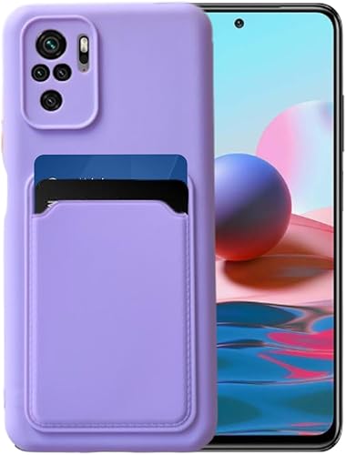 Miniatura 4 de Compatible con Xiaomi Redmi Note 10s o Redmi Note 10 Silicona TPU Slim Card Wallet Holder Phone Back Case Cover (Azul Gris)