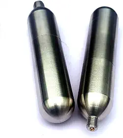 Cartucho de CO2 recarregável de cilindro de 45 g de alta pressão para barril de cerveja cartucho de CO2 de aço inoxidável recarregável pneumático de 45 g