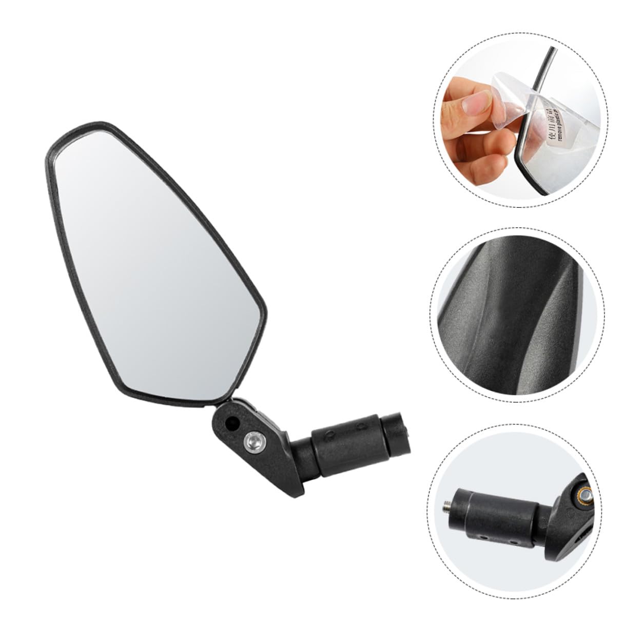 Specchietto Retrovisore Bici Riflettente 2 Pezzi Nero | Nylon Pa, Pp e Acrilico, Installazione Semplice, Effetto Riflettente Chiaro, per Pieghevole e Strada