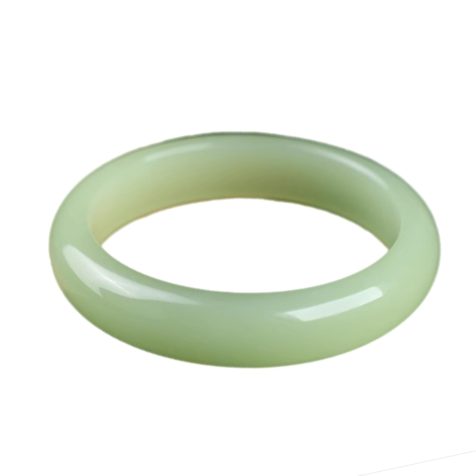 Bracelet jonc en jade naturel jaune-vert pour femme avec son écrin