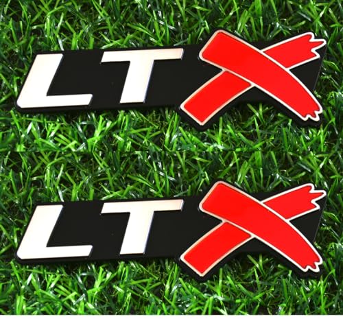 Image of 2pcs LTX Emblems Side Rear Lid Trunk 3D Badge Replacement for Chevy Corvette LS LT ZL SS LTX (Chrome Red), EI-SilveCutom#2