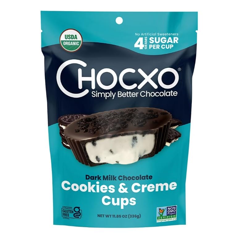 Chocxo Dark Milk Chocolate Cookies & Creme Cups, Individually Wrapped, 11.85 Oz.