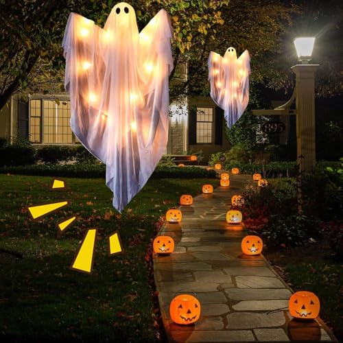 Halloween Ghost et décorations d'éclairage dimmables avec design effrayant pour la cour