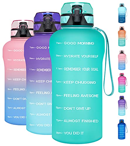 Venture Pal Large Half Gallon/64oz Motivational Water Bottle with Time Marker & Removable Strainer, Leakproof BPA Free Water Jug to Remind You Drink More Water, Hydrate in Style-Mint Green