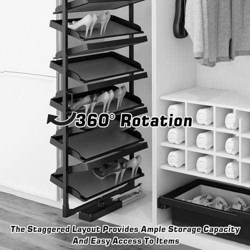 Zapatero giratorio con estante extraíble, armario multicapa, altura Ajustable, organizador Que ahorra espacio para Un almacenamiento eficiente de Zapatos y Una Mejor organización del hogar.