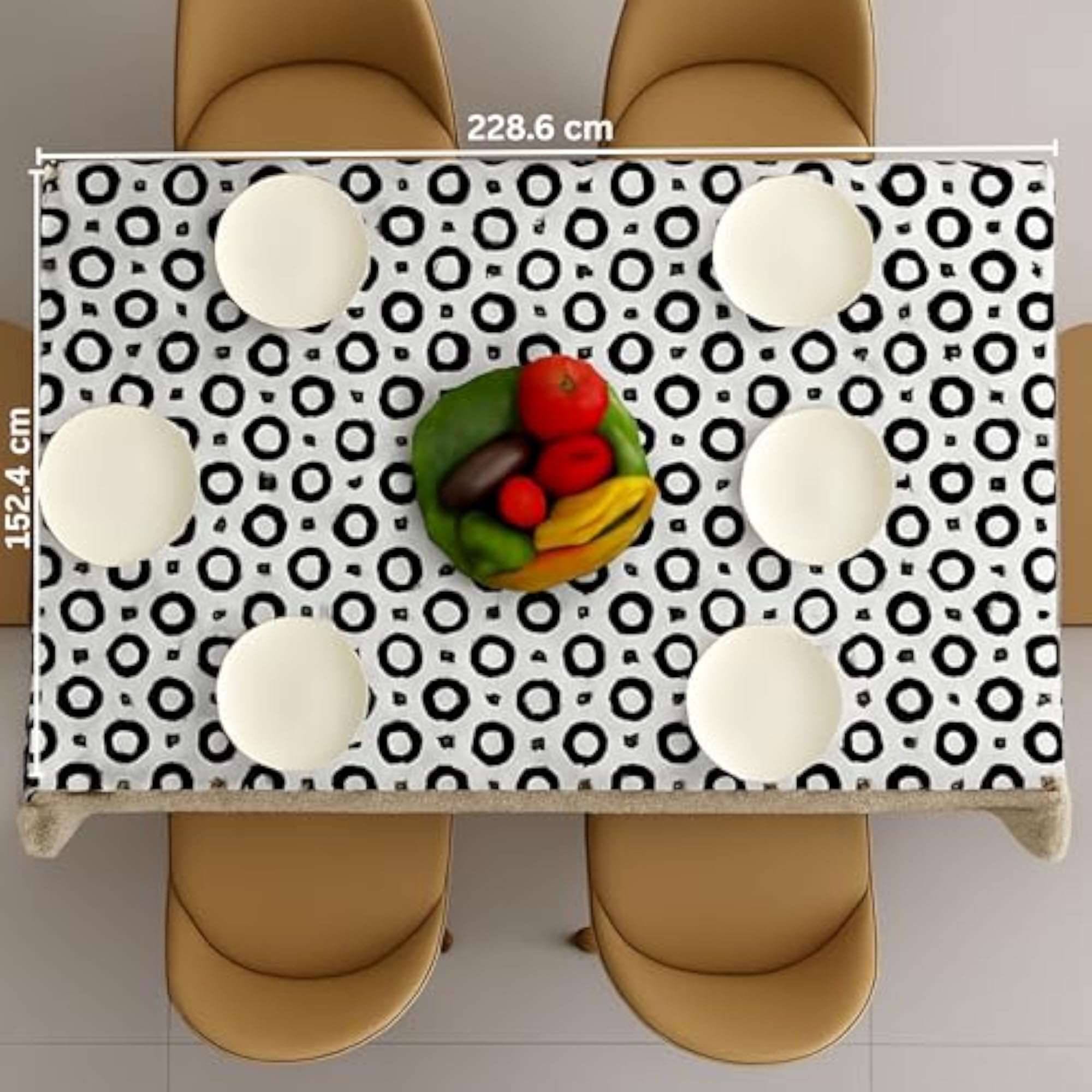 Premium Dining Table Cover PVC with Retro Ring Pattern