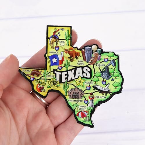Imán Acrílico Mapa Texas Colorido 3.5 x 3.5 Pulgadas miniatura 3
