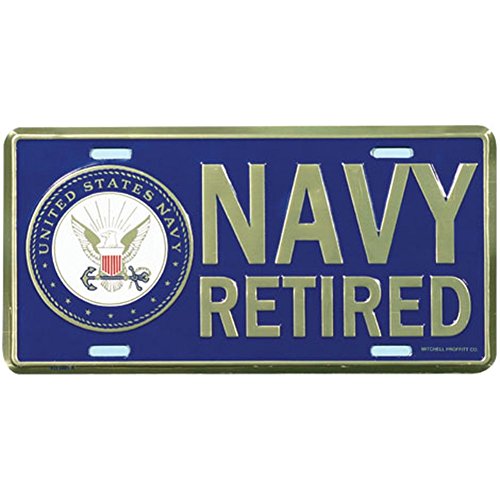 Plaque d'immatriculation US Navy Retired pour avant de voiture en métal