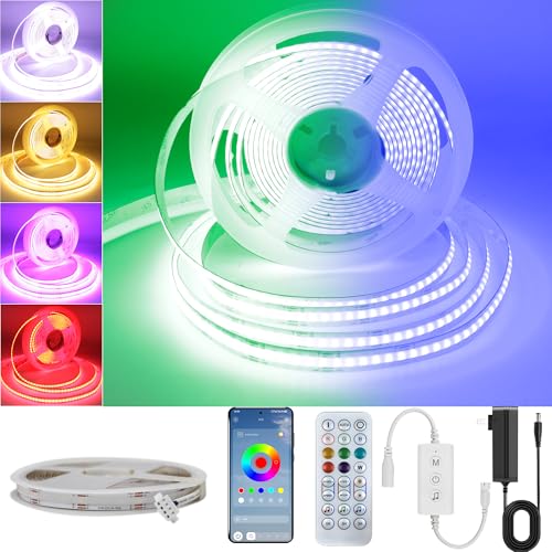 Tira de LED RGB COB 5 m con control remoto y app miniatura 1