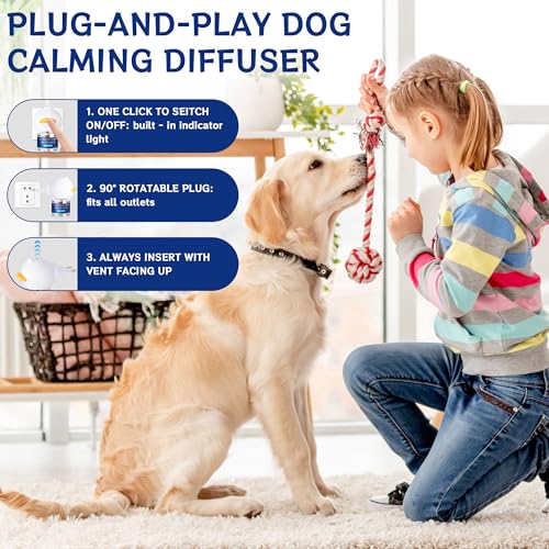 Jeweeio 6-in-1 Hund beruhigende Pheromon Diffuser (2 Stecker in + 4 Refills), Entlastung Angst, Sturm Stress & Indoor Verhalten Unterstützung, 120 Tag, Geruchlos sichere Formel